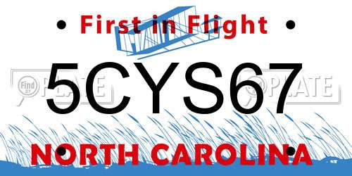 5CYS67 North Carolina License Plate