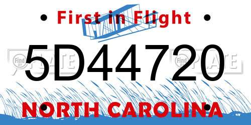 5D44720 North Carolina License Plate
