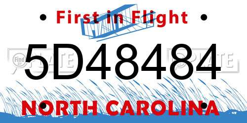 5D48484 North Carolina License Plate