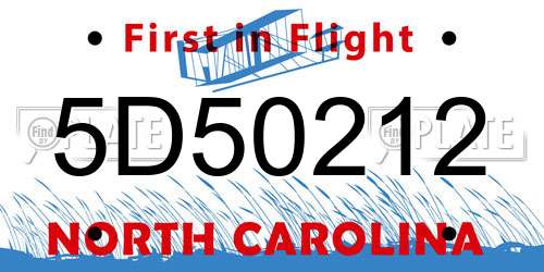 5D50212 North Carolina License Plate