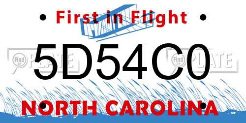 5D54C0 North Carolina License Plate