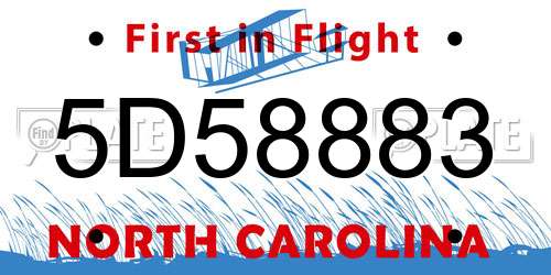 5D58883 North Carolina License Plate