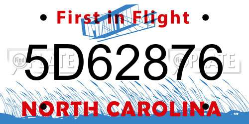5D62876 North Carolina License Plate