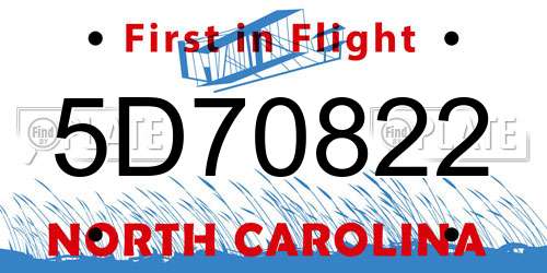 5D70822 North Carolina License Plate