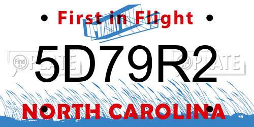 5D79R2 North Carolina License Plate