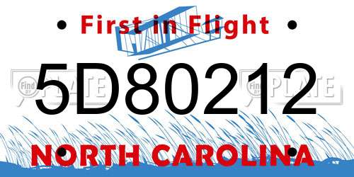 5D80212 North Carolina License Plate