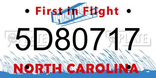 5D80717 North Carolina License Plate