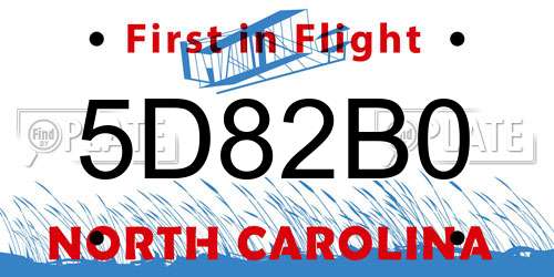 5D82B0 North Carolina License Plate