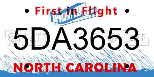 5DA3653 North Carolina License Plate