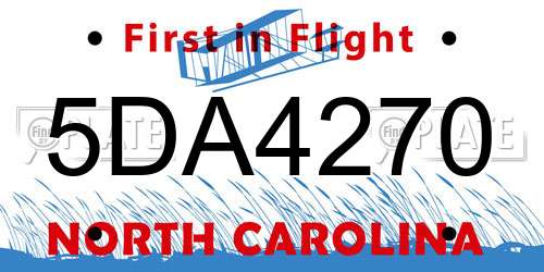 5DA4270 North Carolina License Plate