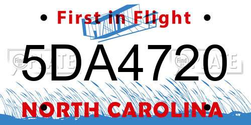 5DA4720 North Carolina License Plate
