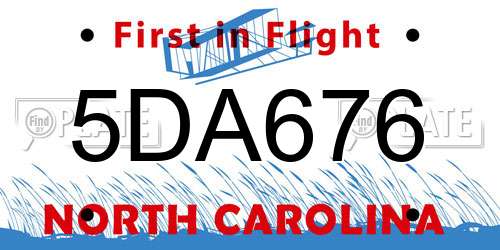 5DA676 North Carolina License Plate