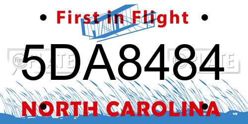 5DA8484 North Carolina License Plate