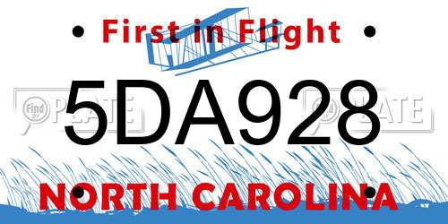 5DA928 North Carolina License Plate