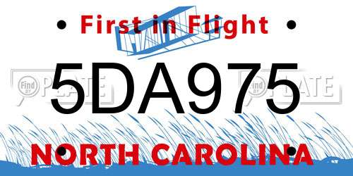5DA975 North Carolina License Plate
