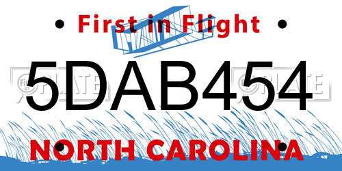 5DAB454 North Carolina License Plate