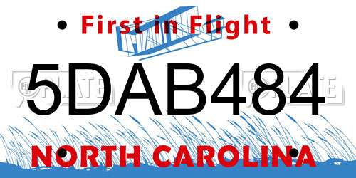 5DAB484 North Carolina License Plate