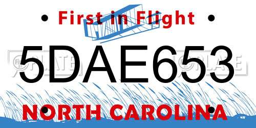 5DAE653 North Carolina License Plate