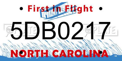 5DB0217 North Carolina License Plate