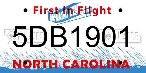 5DB1901 North Carolina License Plate