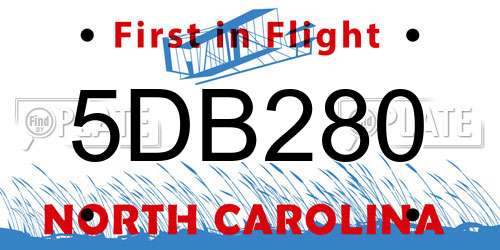 5DB280 North Carolina License Plate