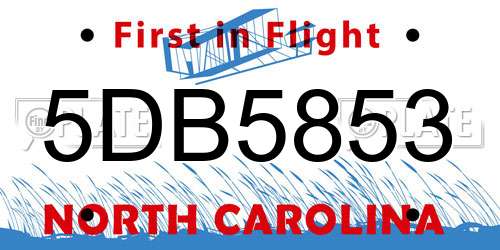 5DB5853 North Carolina License Plate