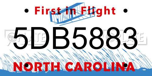 5DB5883 North Carolina License Plate