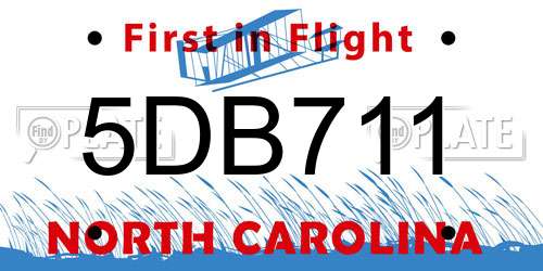 5DB711 North Carolina License Plate
