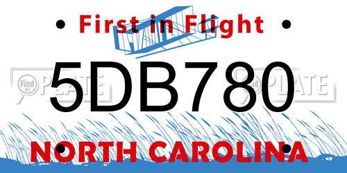 5DB780 North Carolina License Plate