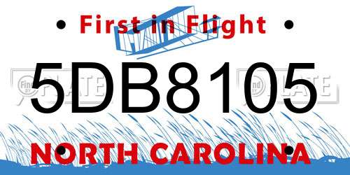 5DB8105 North Carolina License Plate