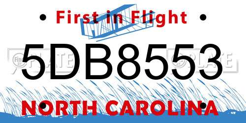 5DB8553 North Carolina License Plate