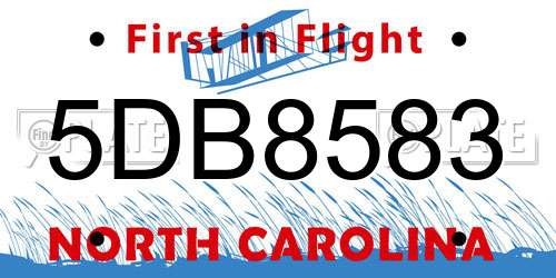 5DB8583 North Carolina License Plate