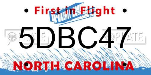 5DBC47 North Carolina License Plate