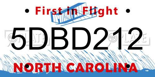 5DBD212 North Carolina License Plate