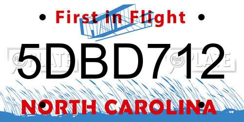5DBD712 North Carolina License Plate
