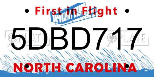 5DBD717 North Carolina License Plate