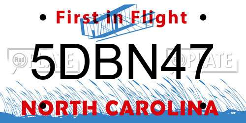 5DBN47 North Carolina License Plate