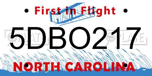 5DBO217 North Carolina License Plate