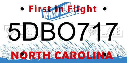 5DBO717 North Carolina License Plate