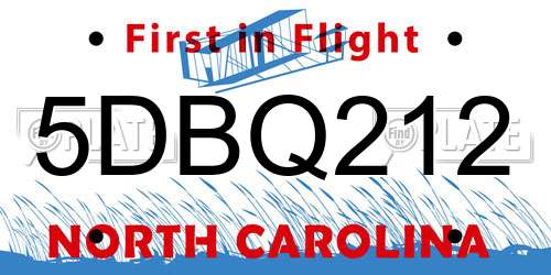 5DBQ212 North Carolina License Plate