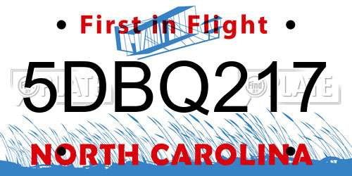 5DBQ217 North Carolina License Plate
