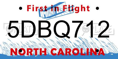 5DBQ712 North Carolina License Plate