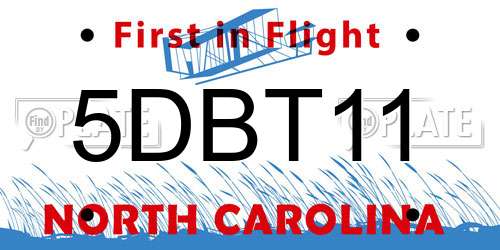 5DBT11 North Carolina License Plate
