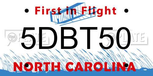 5DBT50 North Carolina License Plate