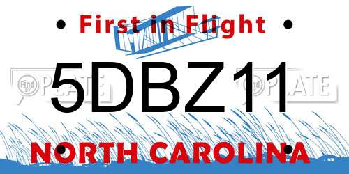 5DBZ11 North Carolina License Plate