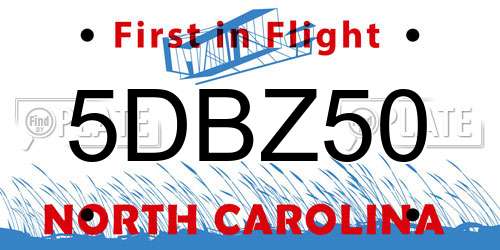 5DBZ50 North Carolina License Plate