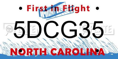 5DCG35 North Carolina License Plate