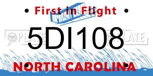 5DI108 North Carolina License Plate