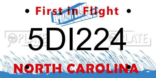 5DI224 North Carolina License Plate