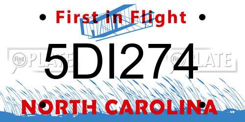 5DI274 North Carolina License Plate